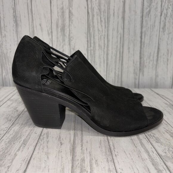 Eileen Fisher Shoes - Womens Size 8 Eileen Fisher Nikki Peep Toe Suede Heels Black EUC